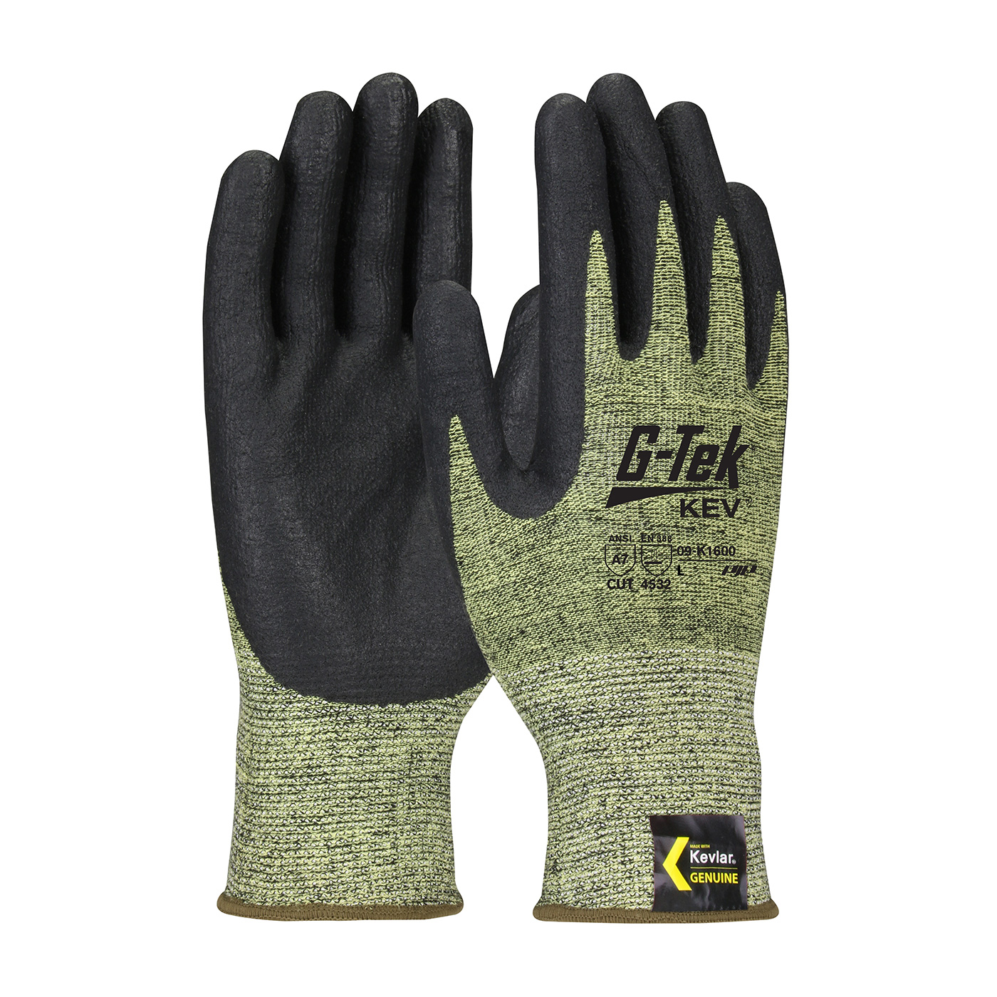 SEAMLESS KNIT KEVLAR® BLENDED GLOVE WITH NITRILE COATED FOAM GRIP ON PALM & FINGERS