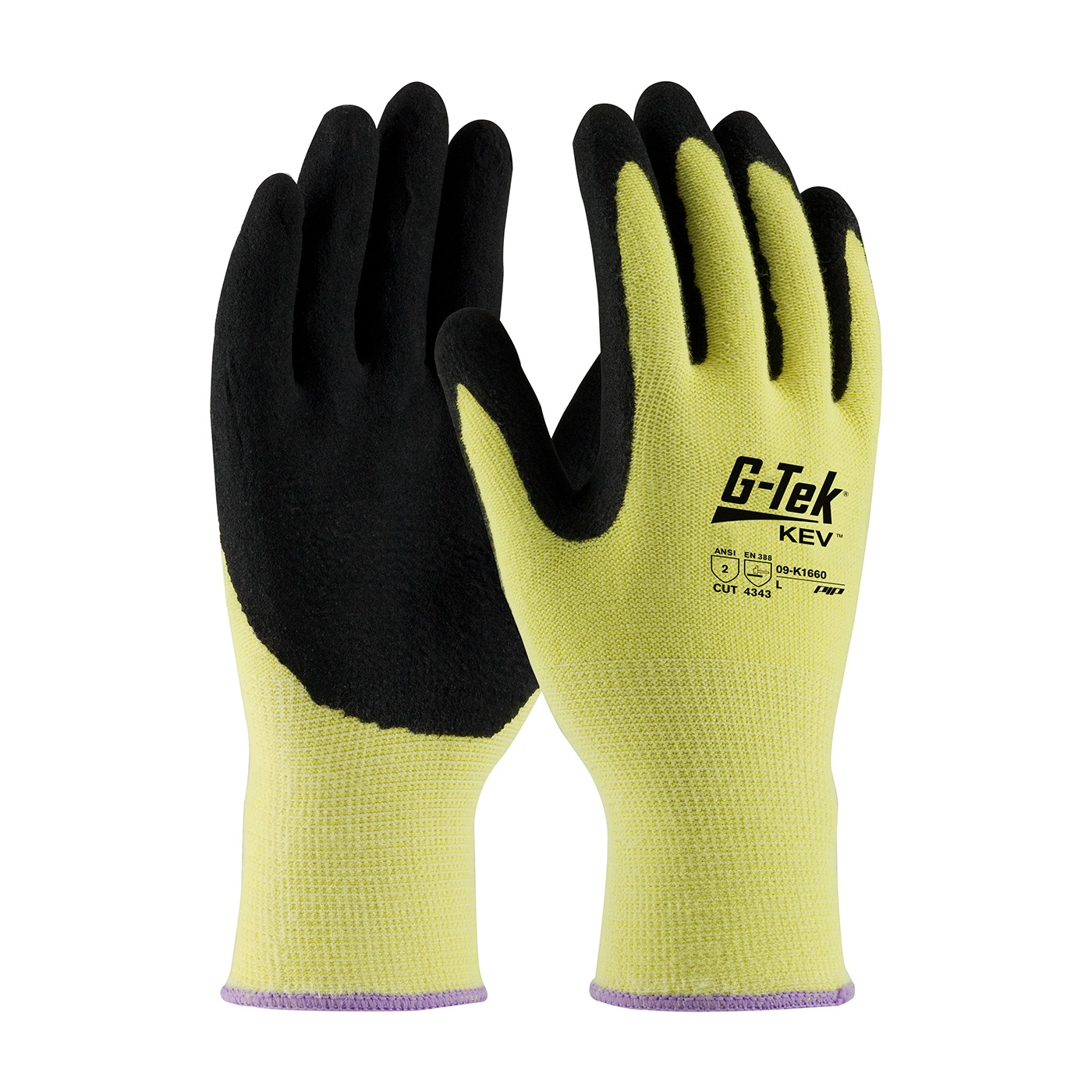 SEAMLESS KNIT KEVLAR® GLOVE WITH DOUBLE-DIPPED NITRILE COATED MICROSURFACE GRIP ON PALM & FINGERS - MEDIUM WEIGHT