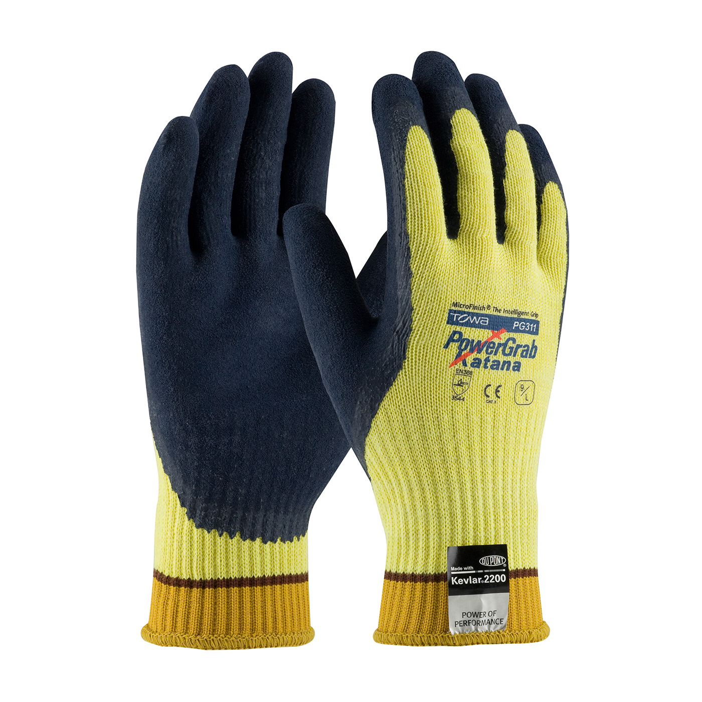 SEAMLESS KNIT KEVLAR® / STEEL GLOVE WITH LATEX COATED MICROFINISH GRIP ON PALM & FINGERS