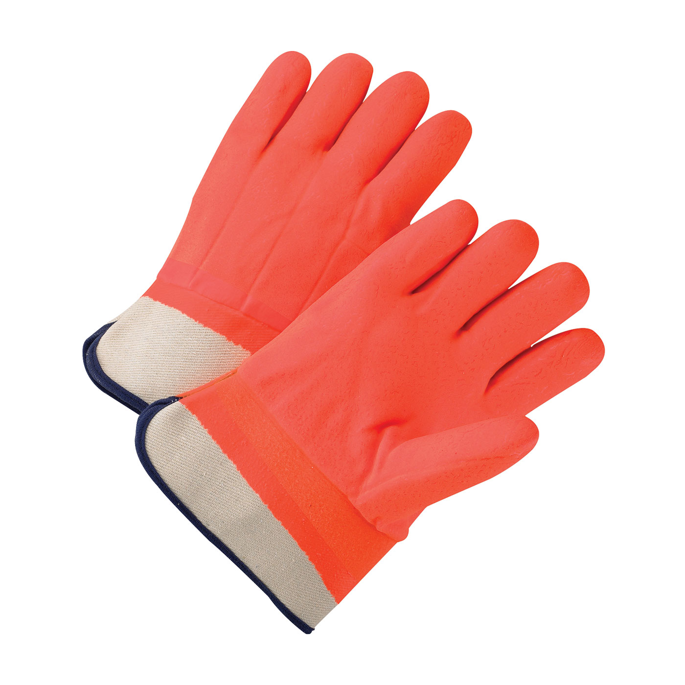 INSULATED PVC DIPPED GLOVE WITH JERSEY LINER AND ROUGH FINISH - RUBBERIZED SAFETY CUFF