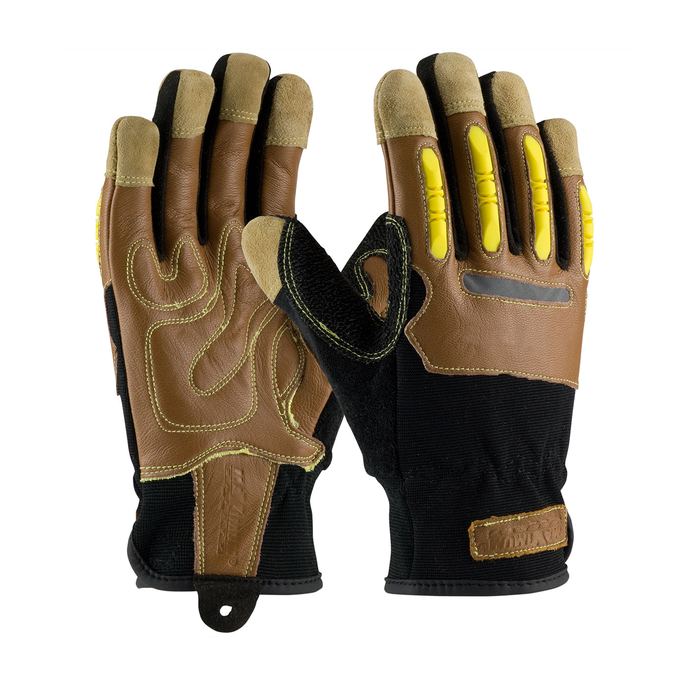 REINFORCED GOATSKIN LEATHER PALM GLOVE WITH LEATHER BACK AND KEVLAR® LINING - TPR FINGER IMPACT PROTECTION