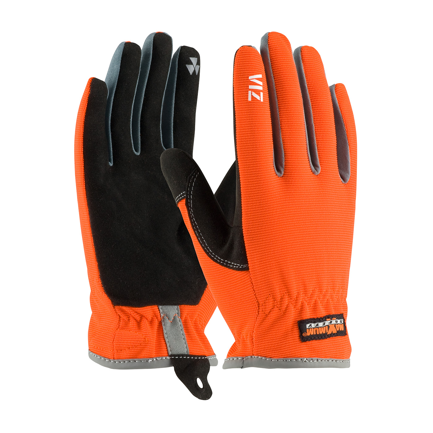 VIZ™ WORKMAN`S GLOVE WITH SYNTHETIC LEATHER PALM AND FABRIC BACK - PVC GRIP ON INDEX FINGER/THUMB
