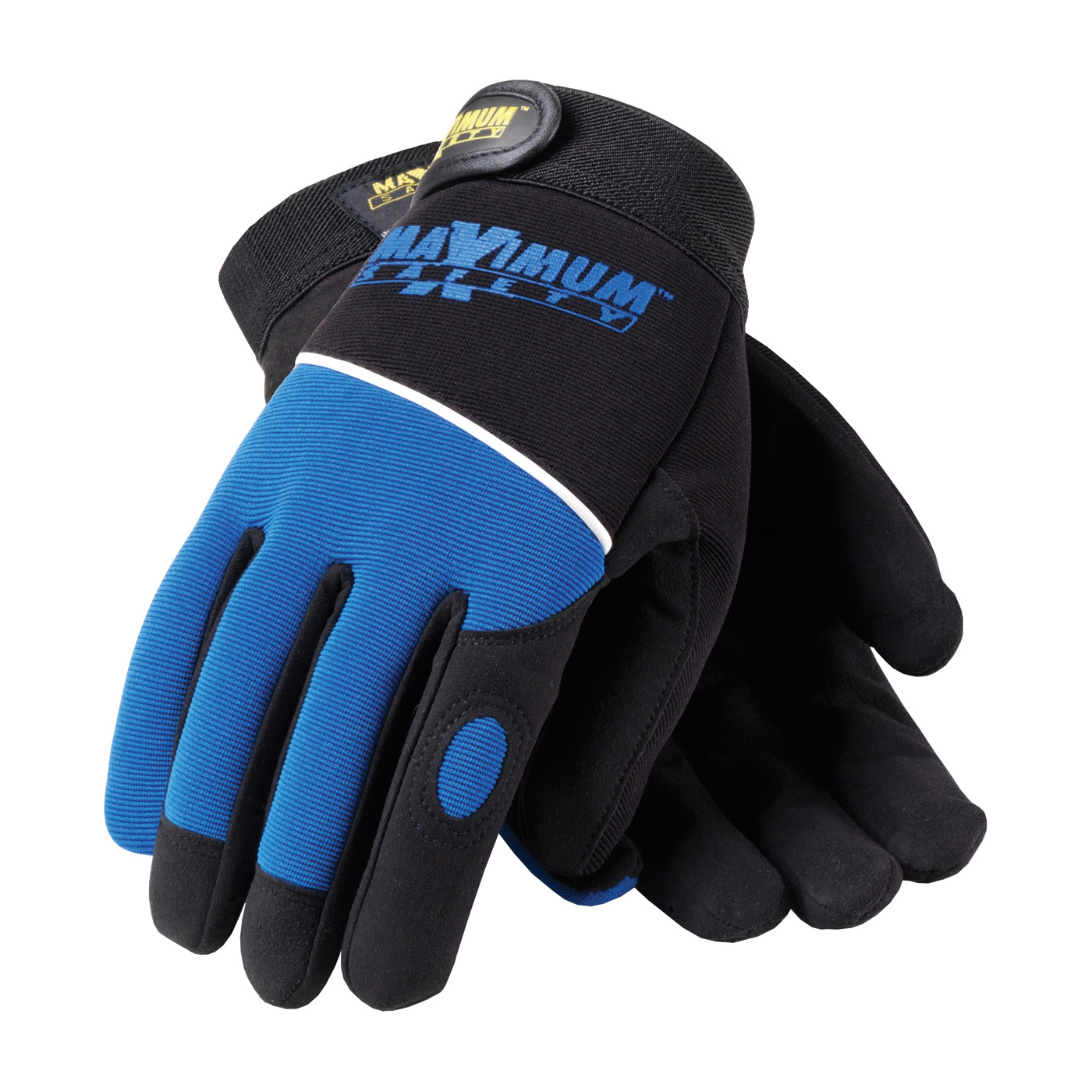 PROFESSIONAL MECHANIC`S GLOVE WITH SYNTHETIC LEATHER PALM AND FABRIC BACK - BLUE