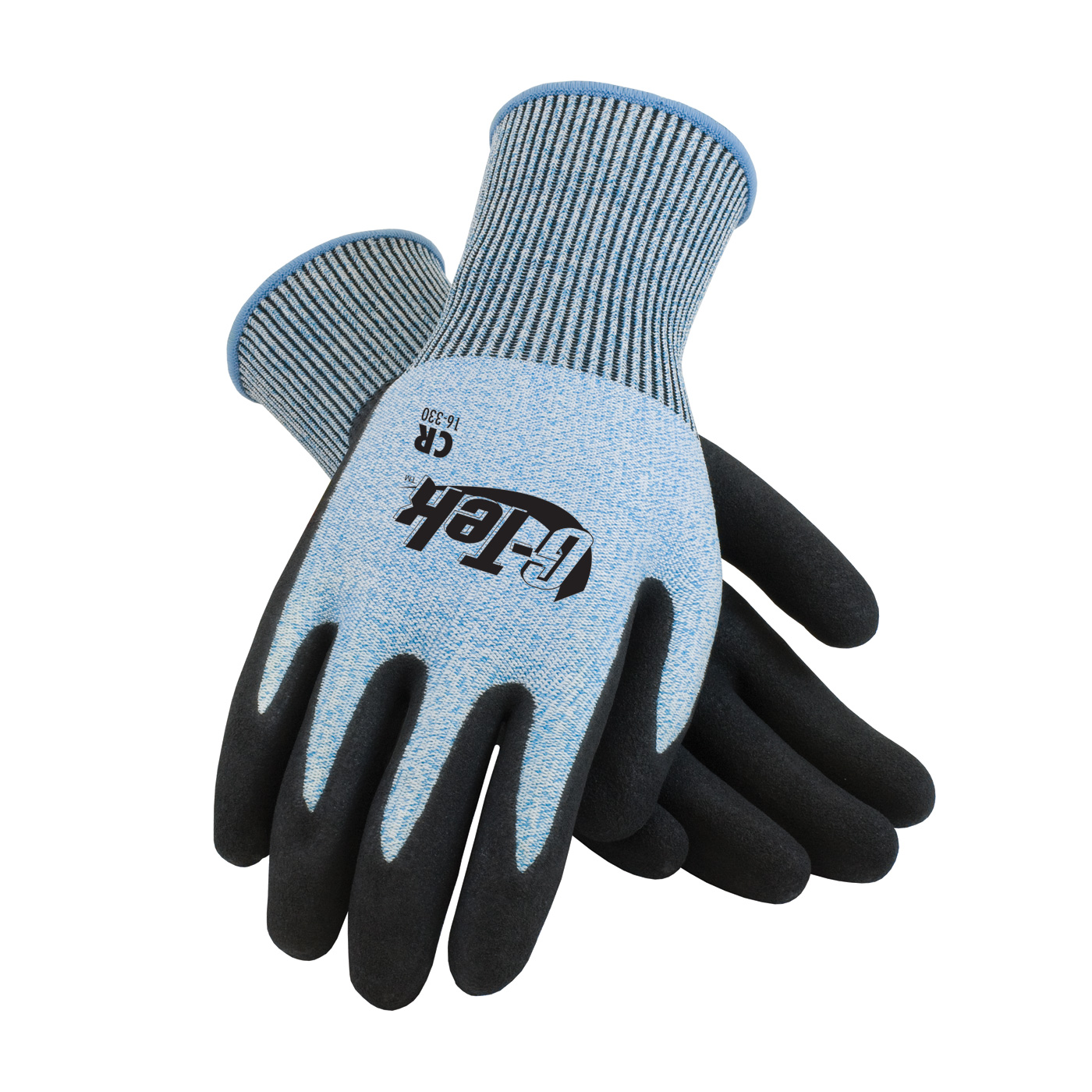 SEAMLESS KNIT POLYKOR® BLENDED GLOVE WITH DOUBLE-DIPPED NITRILE COATED MICROSURFACE GRIP ON PALM & FINGERS