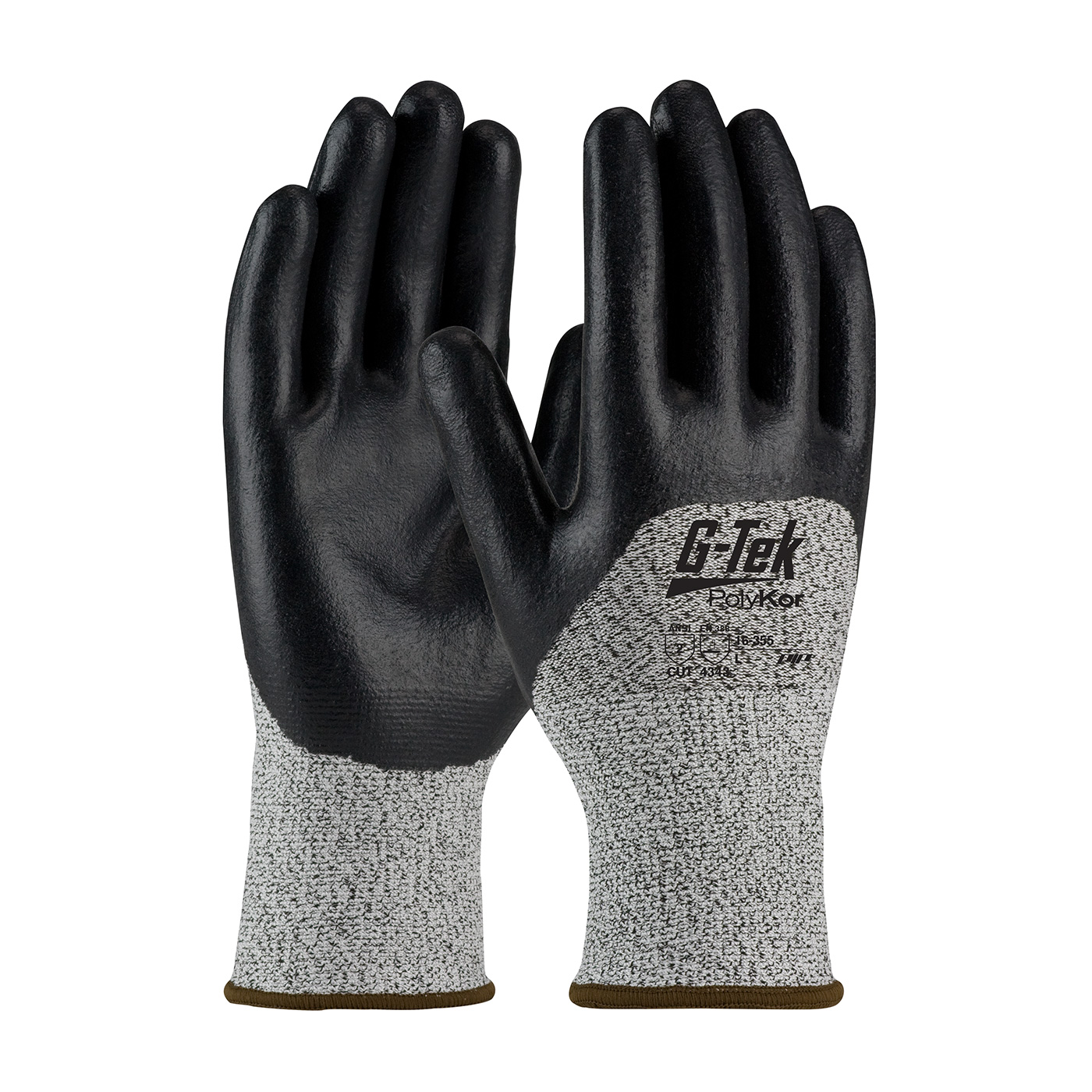 SEAMLESS KNIT POLYKOR® BLENDED GLOVE WITH NITRILE COATED FOAM GRIP ON PALM, FINGERS & KNUCKLES