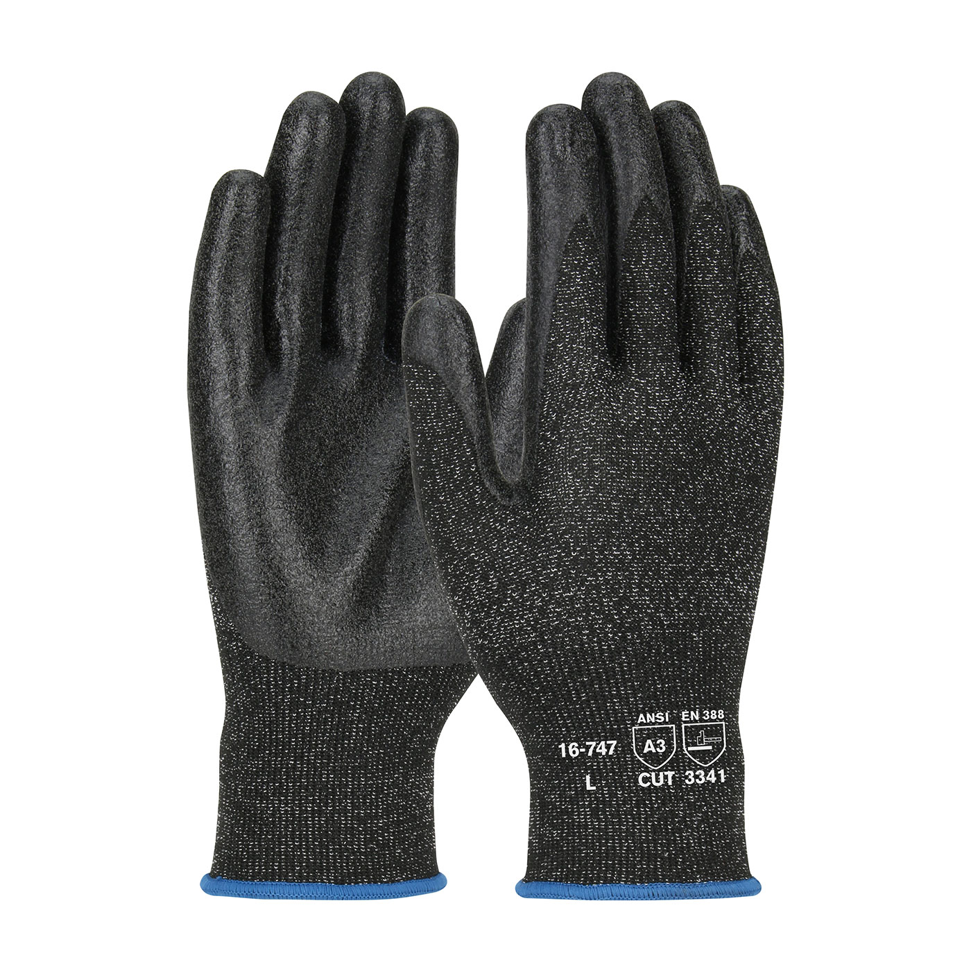 SEAMLESS KNIT POLYKOR® BLENDED GLOVE WITH PVC COATED SMOOTH GRIP ON PALM & FINGERS
