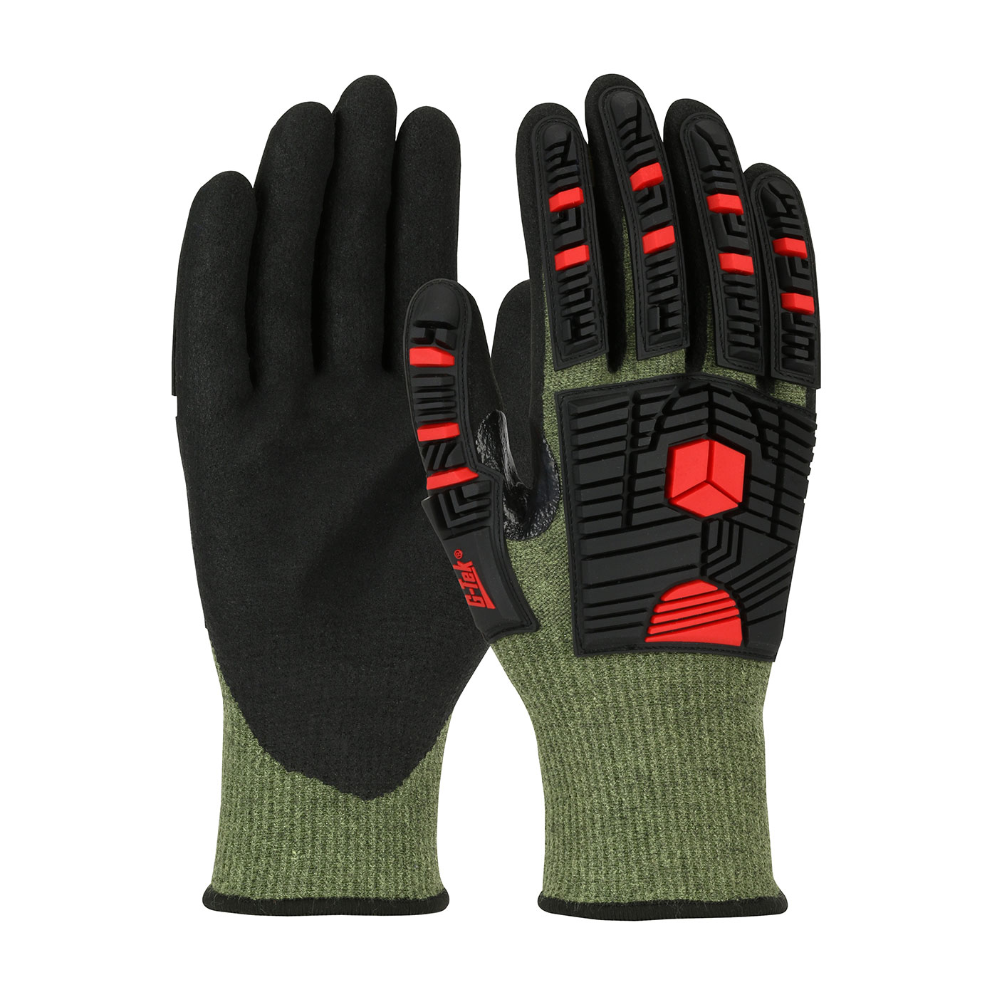 SEAMLESS KNIT POLYKOR® X7™ BLENDED GLOVE WITH IMPACT PROTECTION AND NEOFOAM® COATED MICROSURFACE GRIP ON PALM & FINGERS