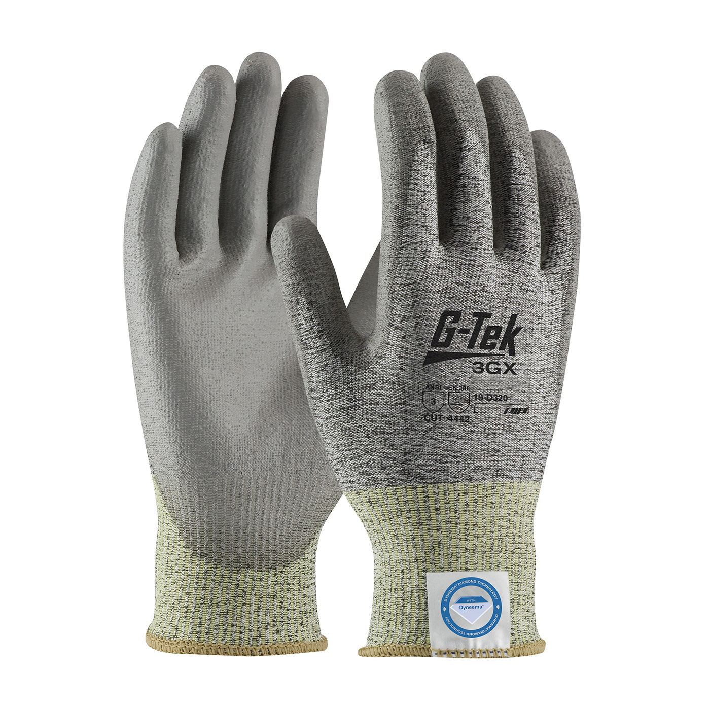 SEAMLESS KNIT DYNEEMA® DIAMOND BLENDED GLOVE WITH POLYURETHANE COATED FLAT GRIP ON PALM & FINGERS