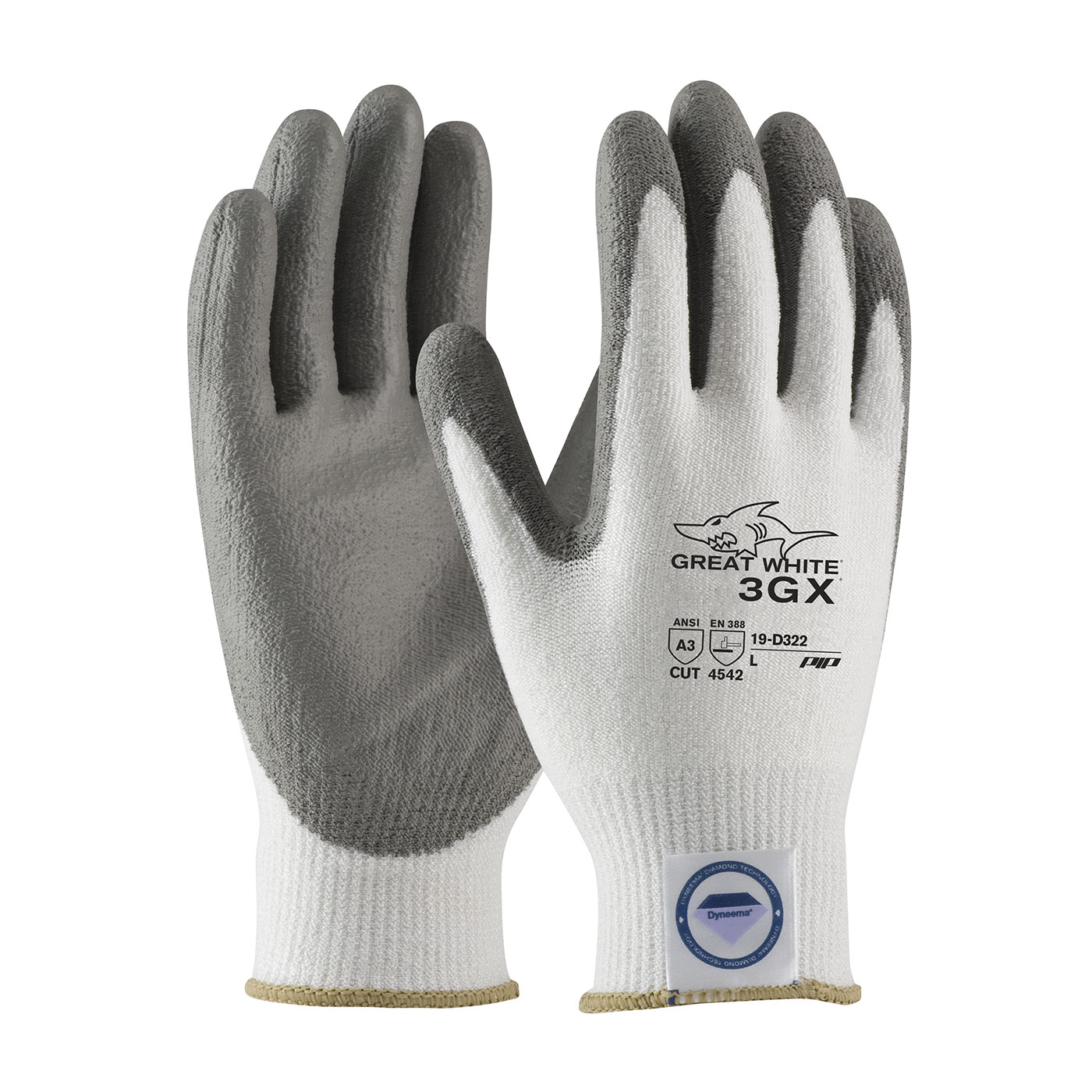 SEAMLESS KNIT DYNEEMA® DIAMOND BLENDED GLOVE WITH POLYURETHANE COATED FLAT GRIP ON PALM & FINGERS