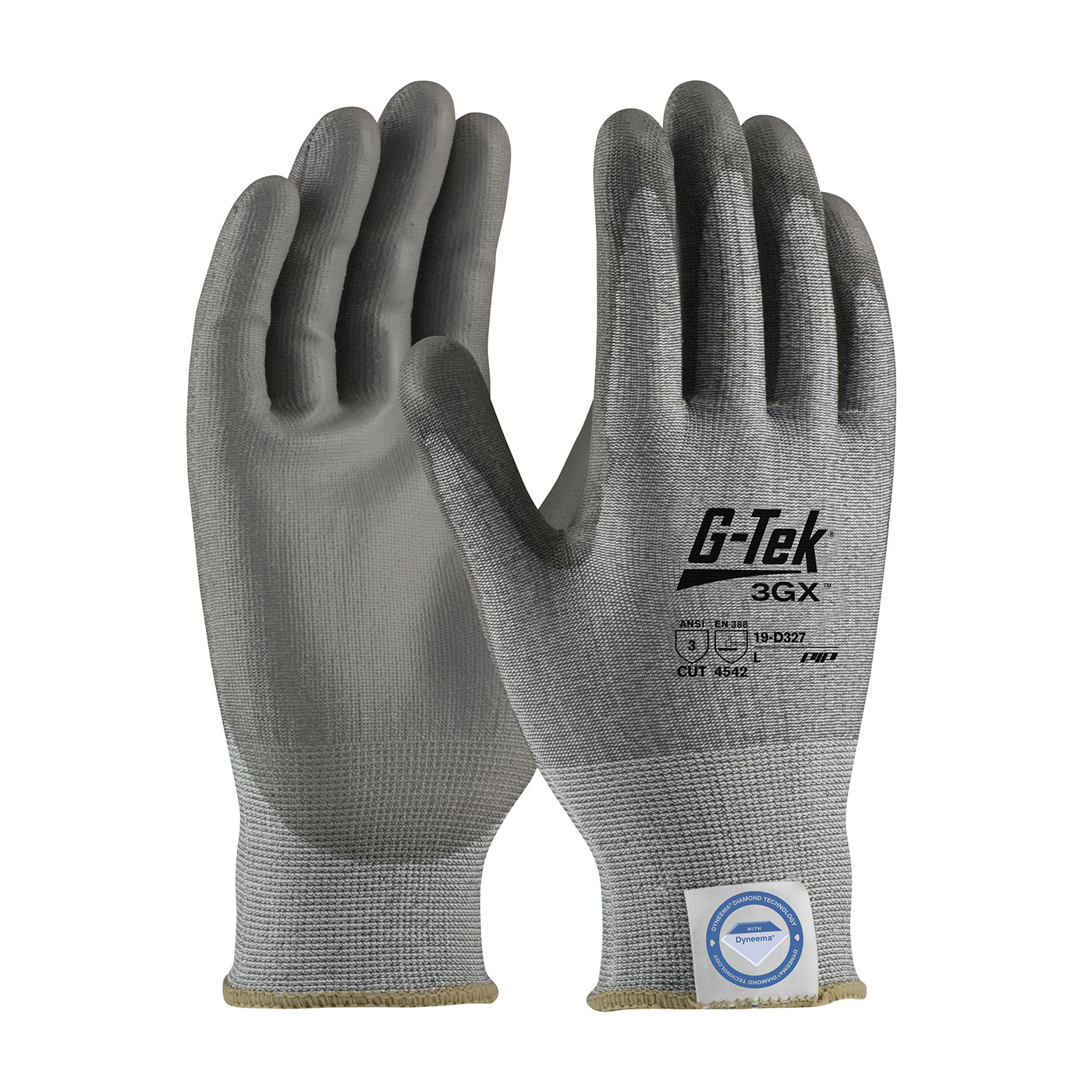 SEAMLESS KNIT DYNEEMA® DIAMOND BLENDED GLOVE WITH POLYURETHANE COATED FLAT GRIP ON PALM & FINGERS