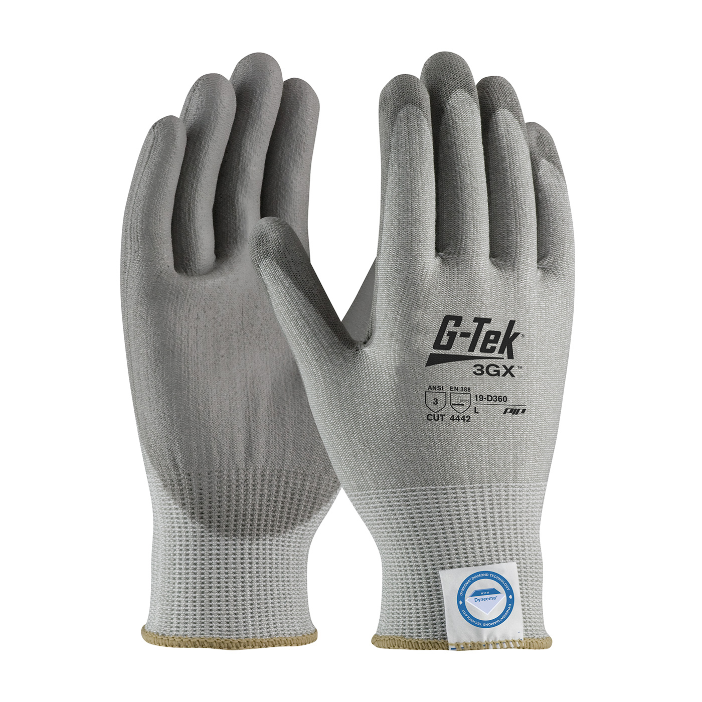 SEAMLESS KNIT DYNEEMA® DIAMOND BLENDED GLOVE WITH POLYURETHANE COATED FLAT GRIP ON PALM & FINGERS