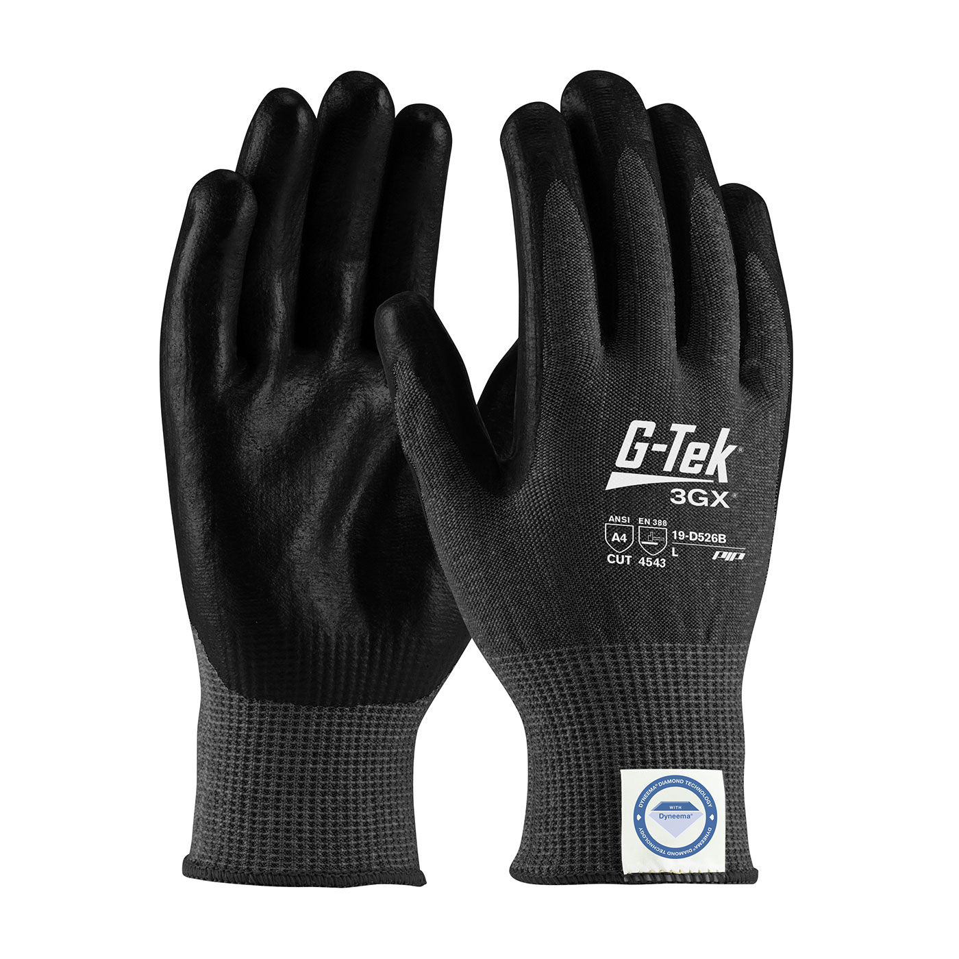 SEAMLESS KNIT DYNEEMA® DIAMOND BLENDED GLOVE WITH POLYURETHANE COATED FLAT GRIP ON PALM & FINGERS - TOUCHSCREEN COMPATIBLE