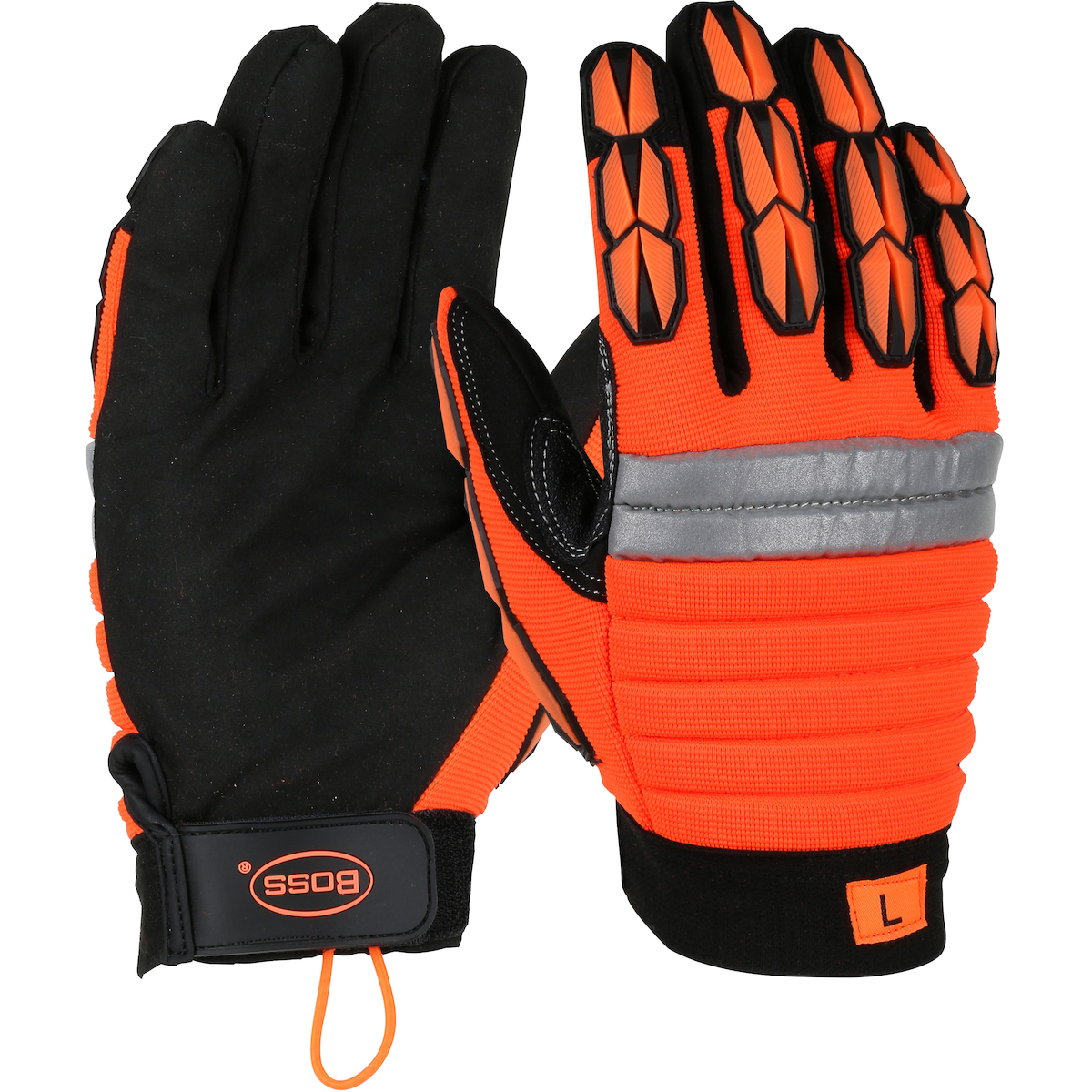 MINERS` MECHANIC SYNTHETIC LEATHER PALM WITH FOAM PADDED BACK AND TPR FINGER IMPACT PROTECTION