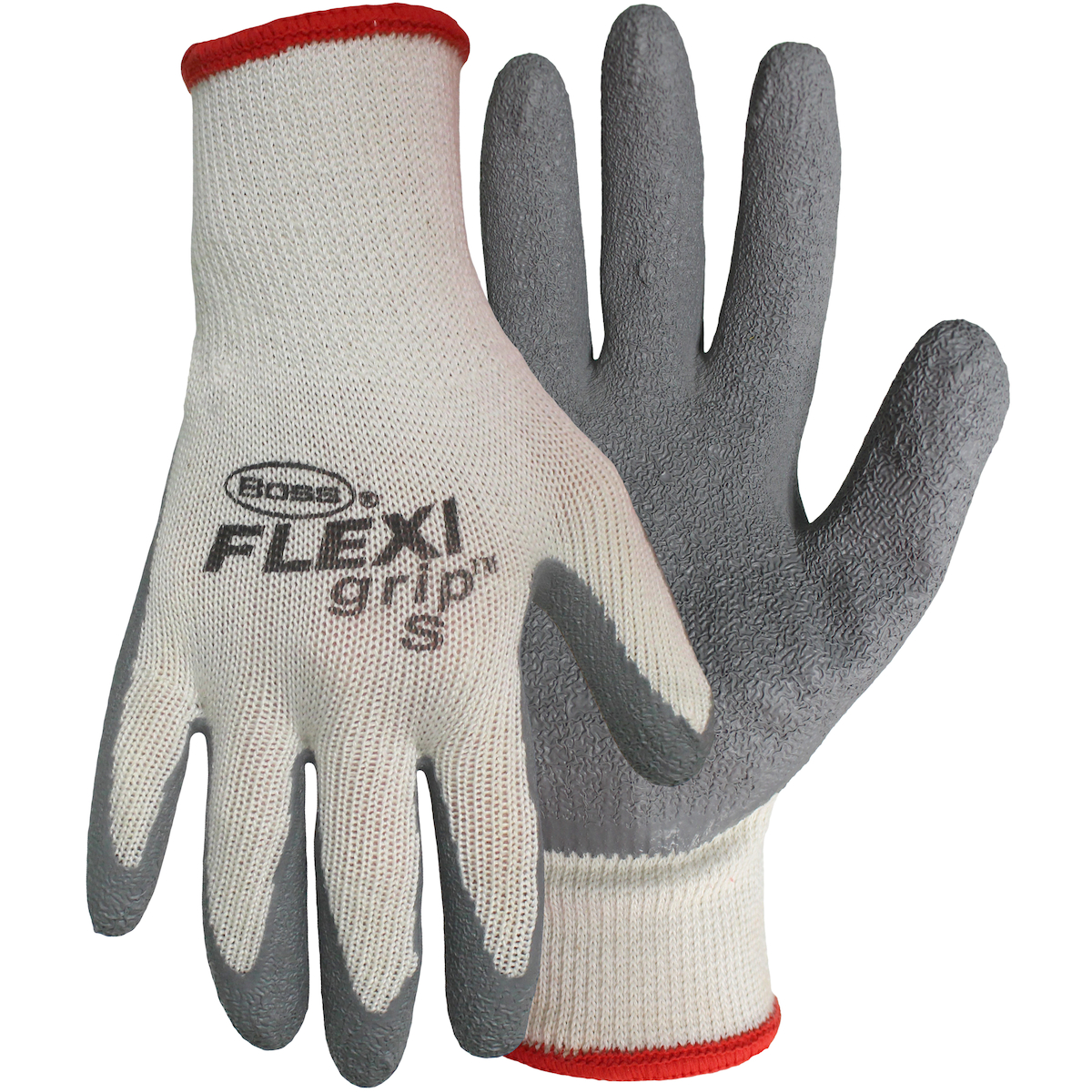 SEAMLESS KNIT COTTON/POLESTER GLOVE WITH GRAY LATEX CRINKLE GRIP - MEDIUM WEIGHT