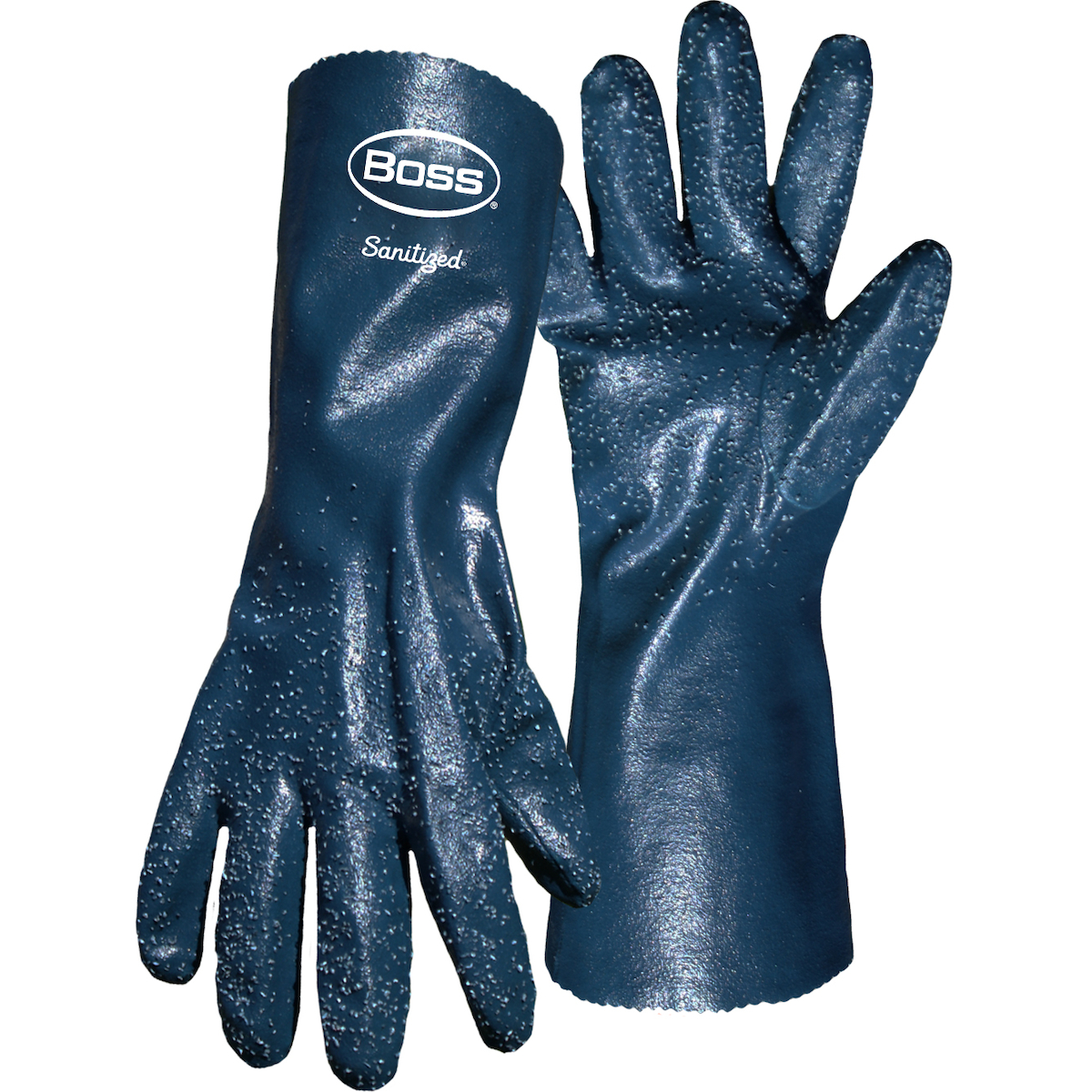 FULLY COATED, SINGLE DIPPED NITRILE WITH COTTON LINER AND COARSE GRIP - 14"