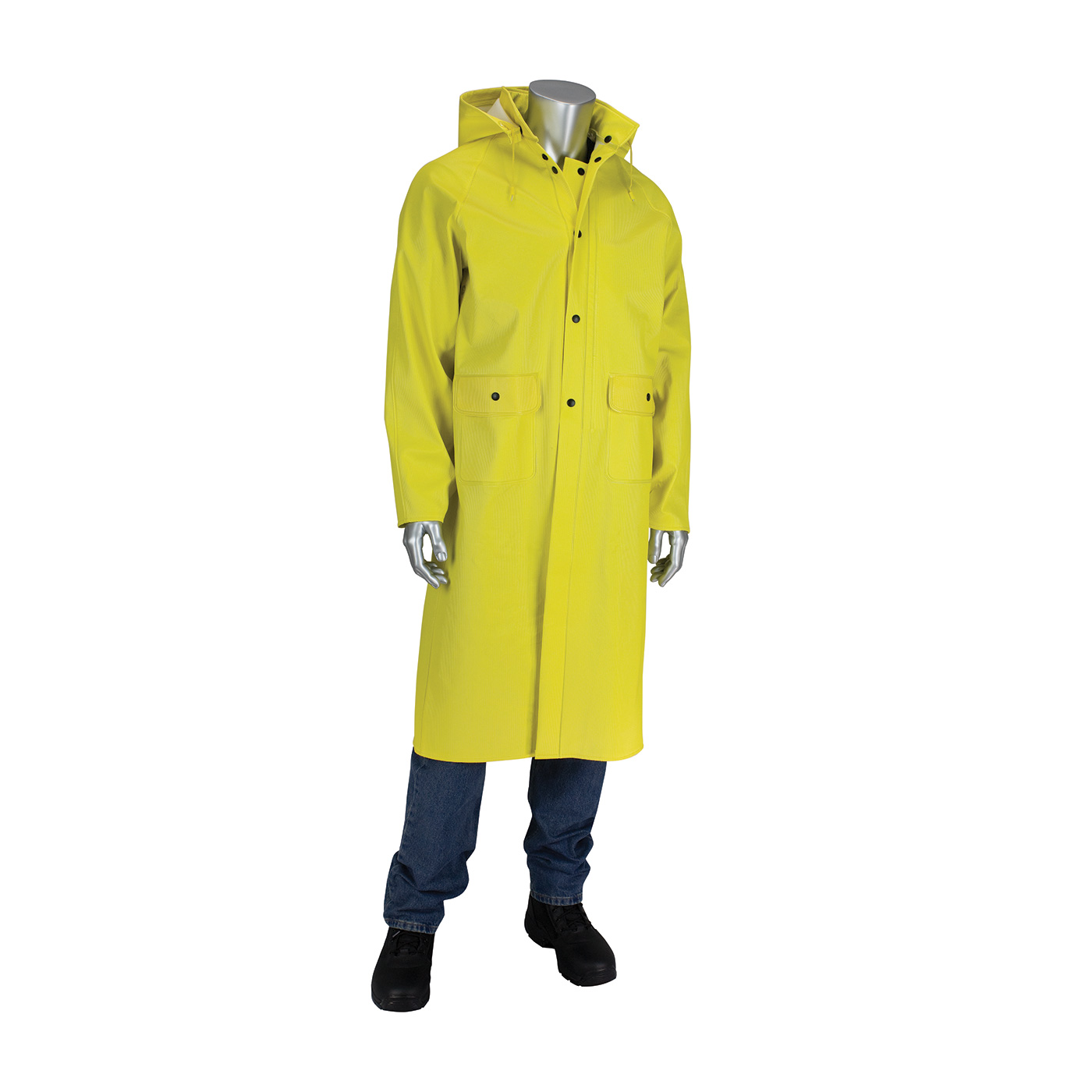 RIBBED PVC 48" JACKET WITH HOOD - 0.65 MM