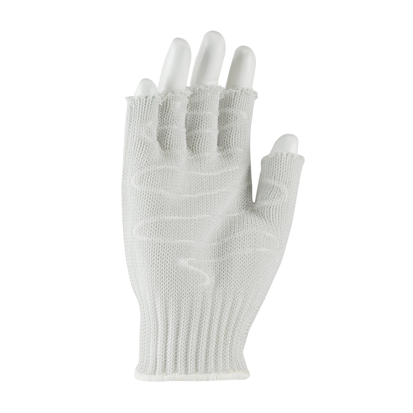 SEAMLESS KNIT POLYKOR® BLENDED ANTIMICROBIAL GLOVE WITH SILAGRIP COATING ON PALM - HALF-FINGER