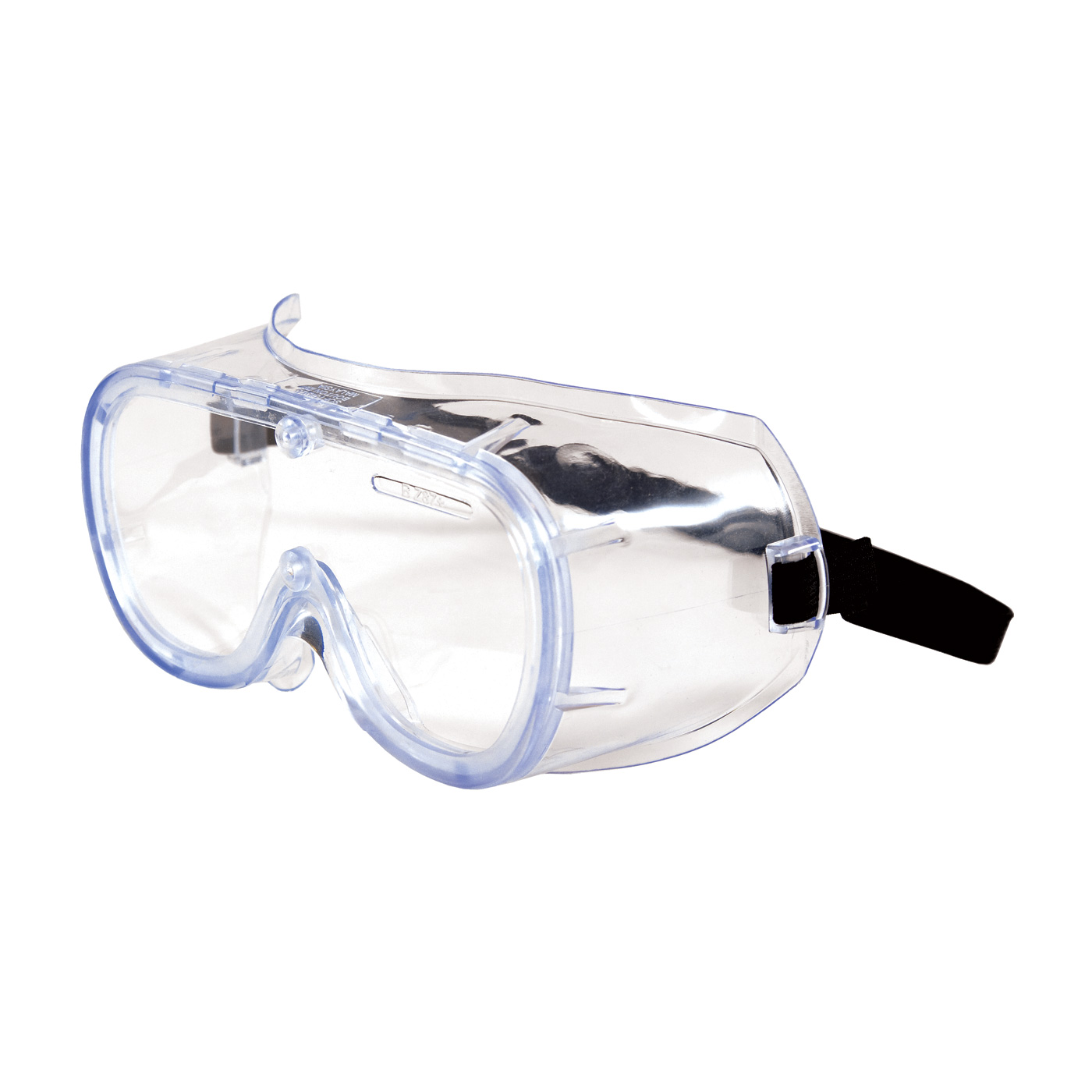NON-VENTED GOGGLE WITH CLEAR BLUE BODY, CLEAR LENS AND ANTI-SCRATCH COATING