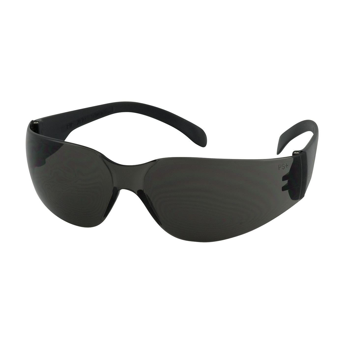 RIMLESS SAFETY GLASSES WITH BLACK TEMPLE, GRAY LENS AND ANTI-SCRATCH COATING