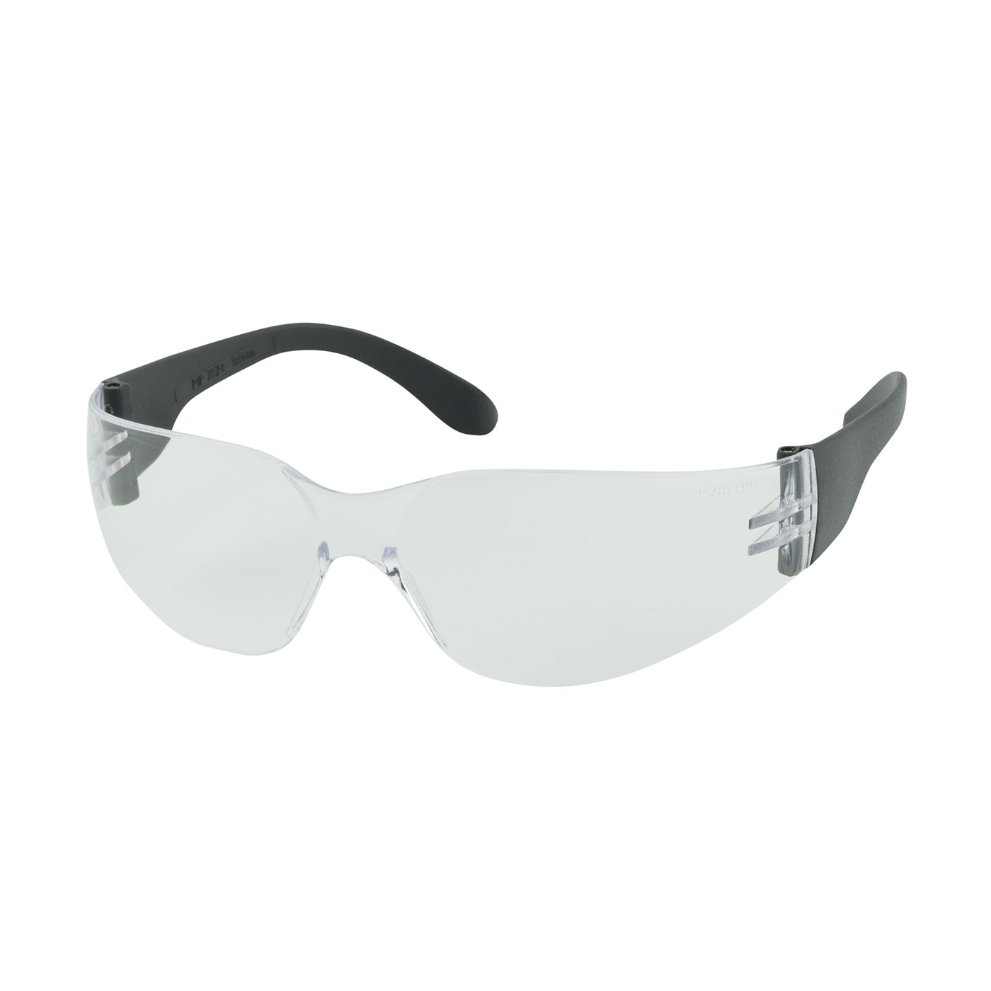 RIMLESS SAFETY GLASSES WITH BLACK TEMPLE, CLEAR LENS AND ANTI-SCRATCH COATING