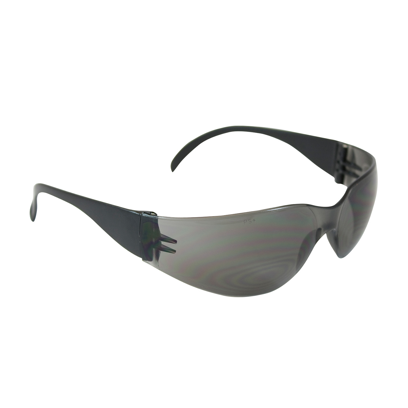 RIMLESS SAFETY GLASSES WITH BLACK TEMPLE, GRAY LENS AND ANTI-SCRATCH COATING