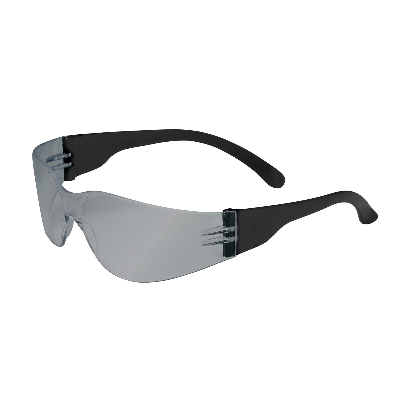 RIMLESS SAFETY GLASSES WITH BLACK TEMPLE, SILVER MIRROR LENS AND ANTI-SCRATCH COATING