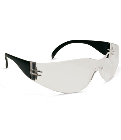 RIMLESS SAFETY GLASSES WITH BLACK TEMPLE, CLEAR LENS AND ANTI-SCRATCH / ANTI-FOG COATING
