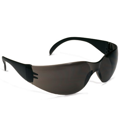 RIMLESS SAFETY GLASSES WITH BLACK TEMPLE, GRAY LENS AND ANTI-SCRATCH / ANTI-FOG COATING