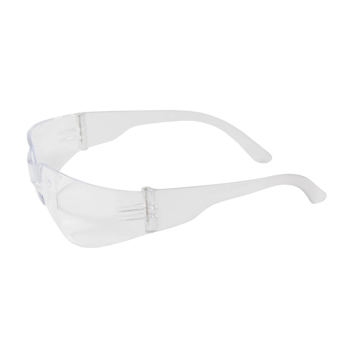 RIMLESS SAFETY GLASSES WITH CLEAR TEMPLE, CLEAR LENS AND ANTI-SCRATCH COATING