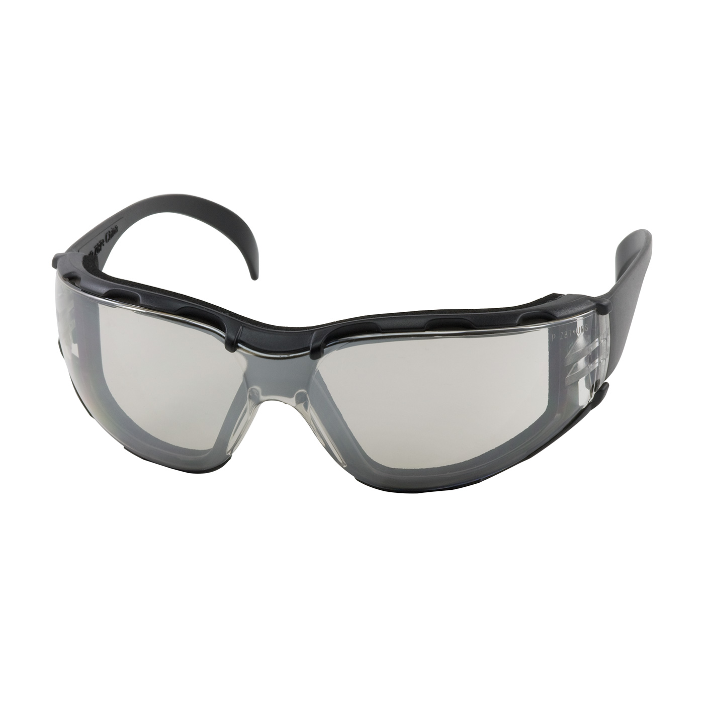 RIMLESS SAFETY GLASSES WITH BLACK TEMPLE, I/O LENS, FOAM PADDING AND ANTI-SCRATCH / ANTI-FOG COATING