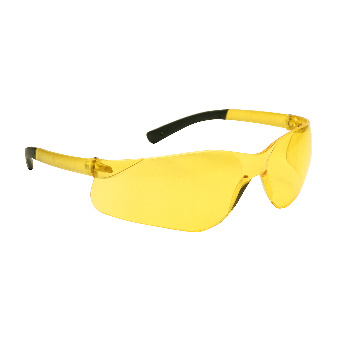 RIMLESS SAFETY GLASSES WITH AMBER TEMPLE, AMBER LENS AND ANTI-SCRATCH COATING