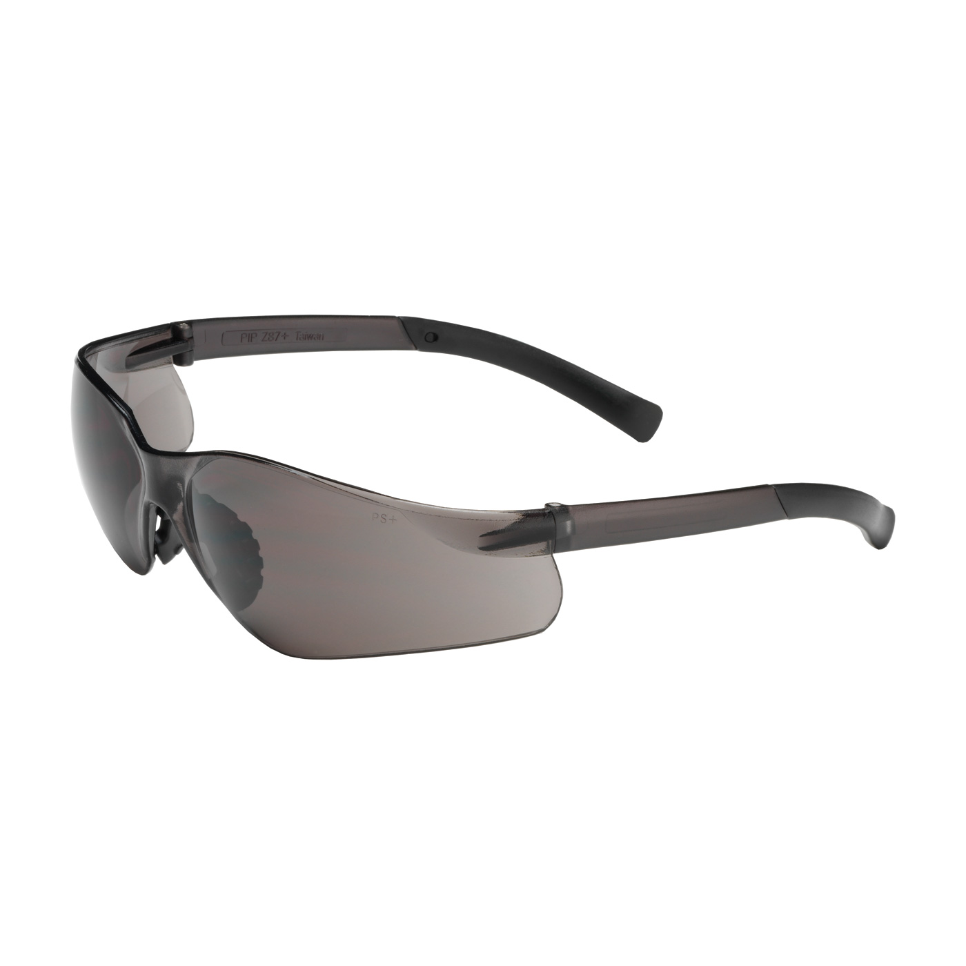 RIMLESS SAFETY GLASSES WITH BLACK TEMPLE, GRAY LENS AND ANTI-SCRATCH COATING