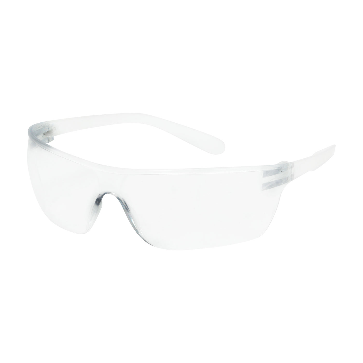 RIMLESS SAFETY GLASSES WITH CLEAR TEMPLE, CLEAR LENS AND ANTI-SCRATCH COATING