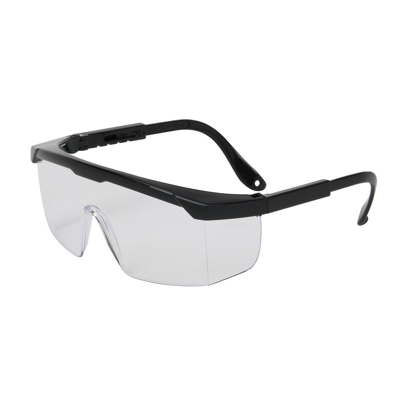 SEMI-RIMLESS SAFETY GLASSES WITH BLACK FRAME AND CLEAR LENS