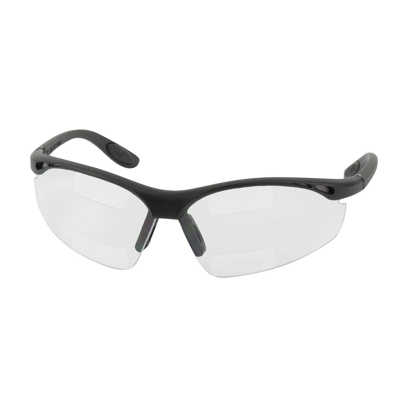 SEMI-RIMLESS SAFETY READERS WITH BLACK FRAME, CLEAR LENS AND ANTI-SCRATCH / ANTI-FOG COATING - DUAL +2.50 DIOPTER