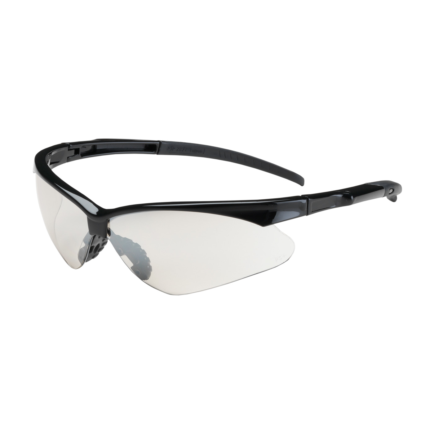 SEMI-RIMLESS SAFETY GLASSES WITH BLACK FRAME, CLEAR LENS AND ANTI-SCRATCH COATING