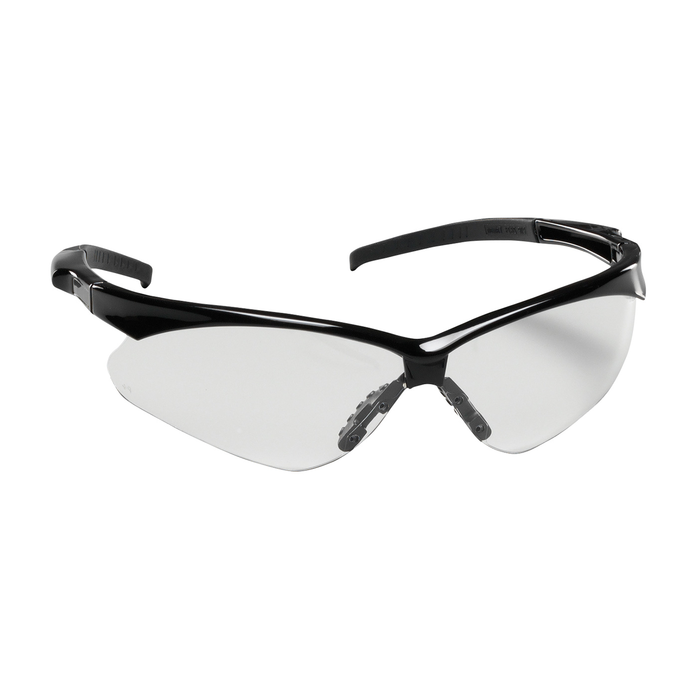 SEMI-RIMLESS SAFETY GLASSES WITH BLACK FRAME, CLEAR LENS AND ANTI-SCRATCH COATING