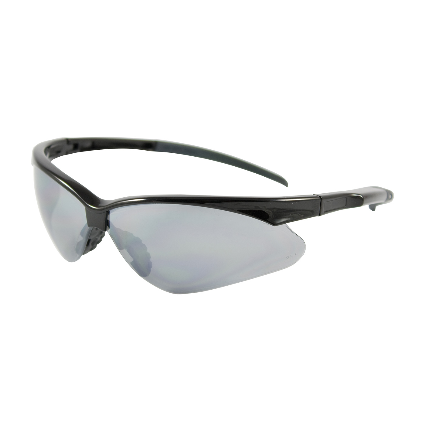 SEMI-RIMLESS SAFETY GLASSES WITH BLACK FRAME, SILVER MIRROR LENS AND ANTI-SCRATCH COATING