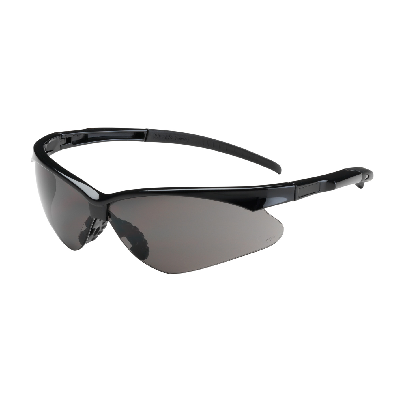 SEMI-RIMLESS SAFETY GLASSES WITH BLACK FRAME, GRAY LENS AND ANTI-SCRATCH / ANTI-FOG COATING