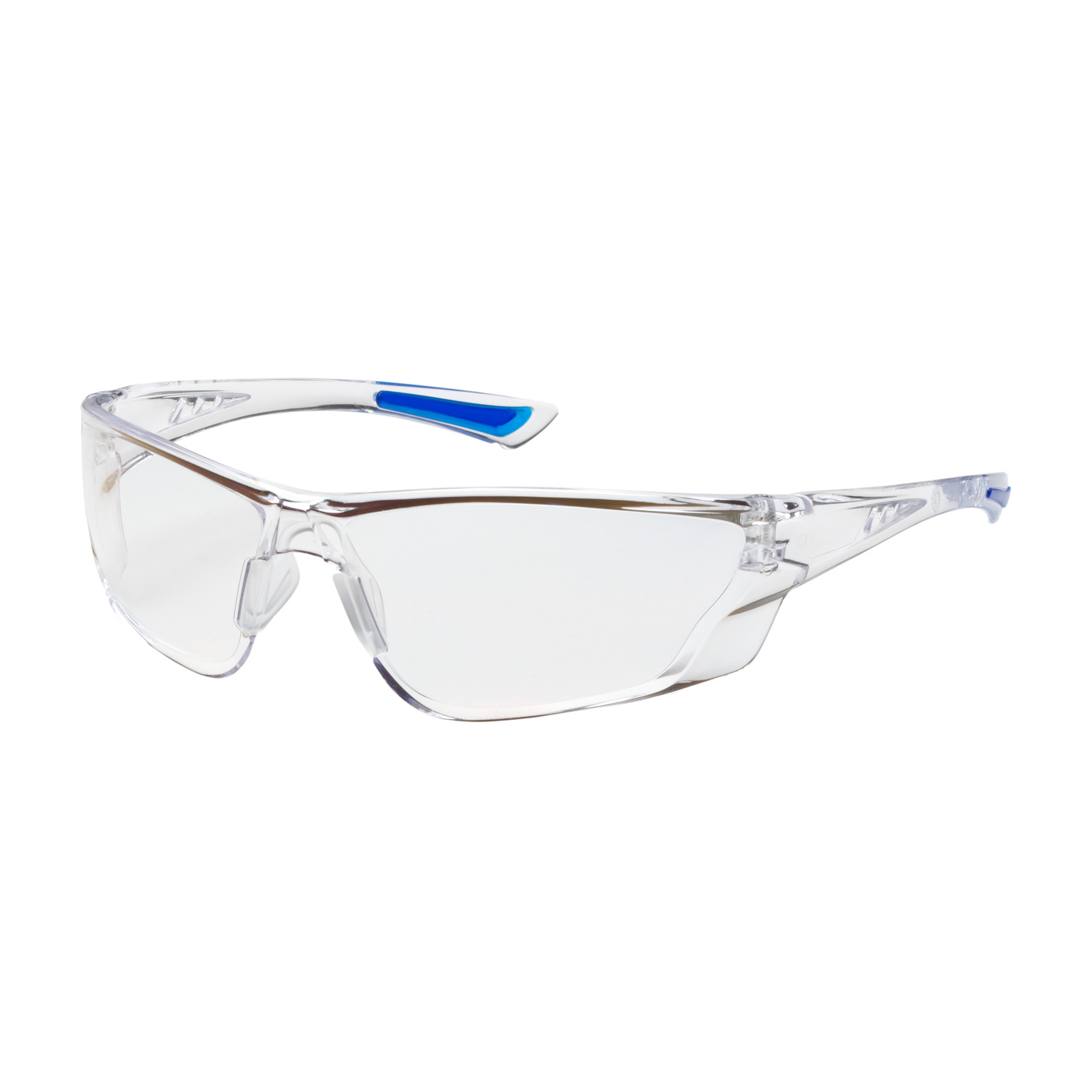 RIMLESS SAFETY GLASSES WITH CLEAR TEMPLE, CLEAR LENS AND ANTI-SCRATCH / ANTI-REFLECTIVE COATING