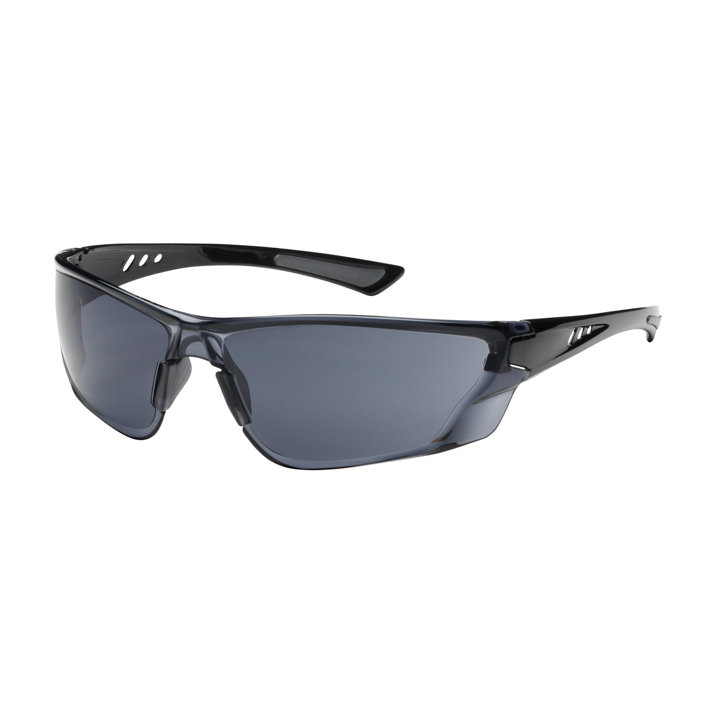 RIMLESS SAFETY GLASSES WITH GLOSS BLACK TEMPLE, GRAY LENS AND ANTI-SCRATCH / FOGLESS® 3SIXTY™ COATING