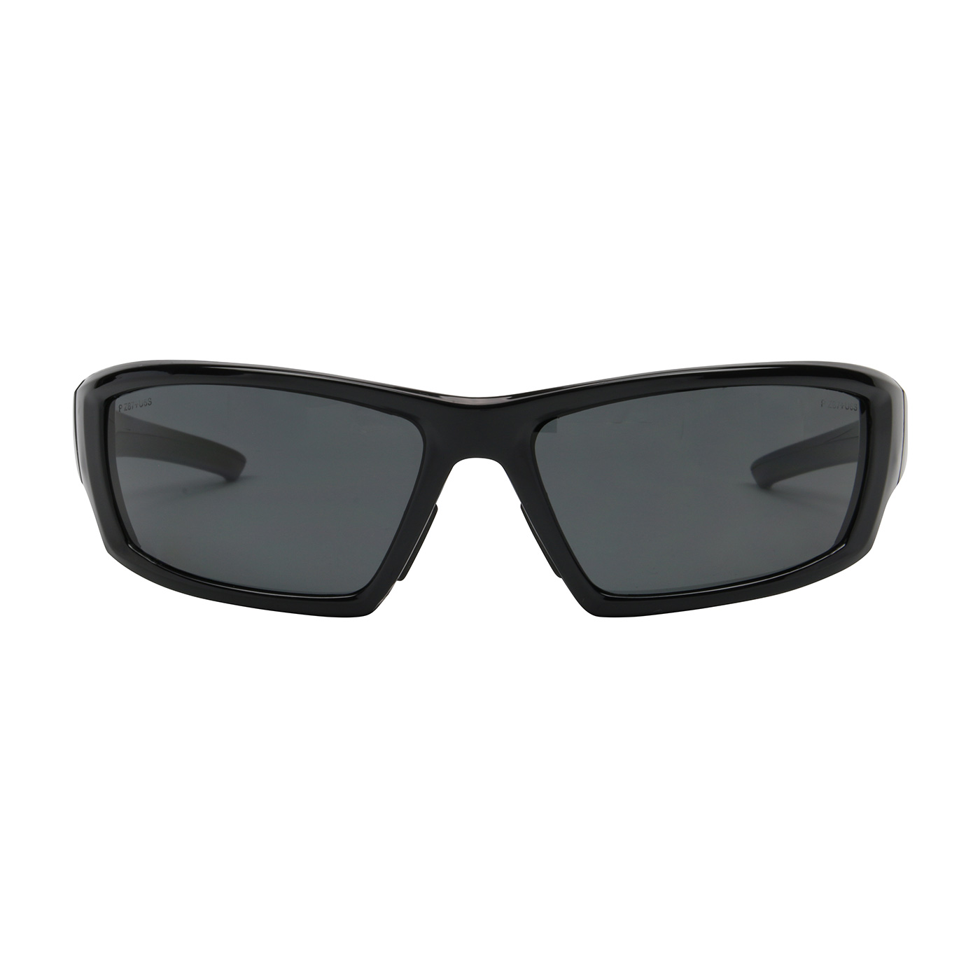 FULL FRAME SAFETY GLASSES WITH BLACK FRAME, POLARIZED GRAY LENS AND ANTI-SCRATCH / ANTI-FOG COATING