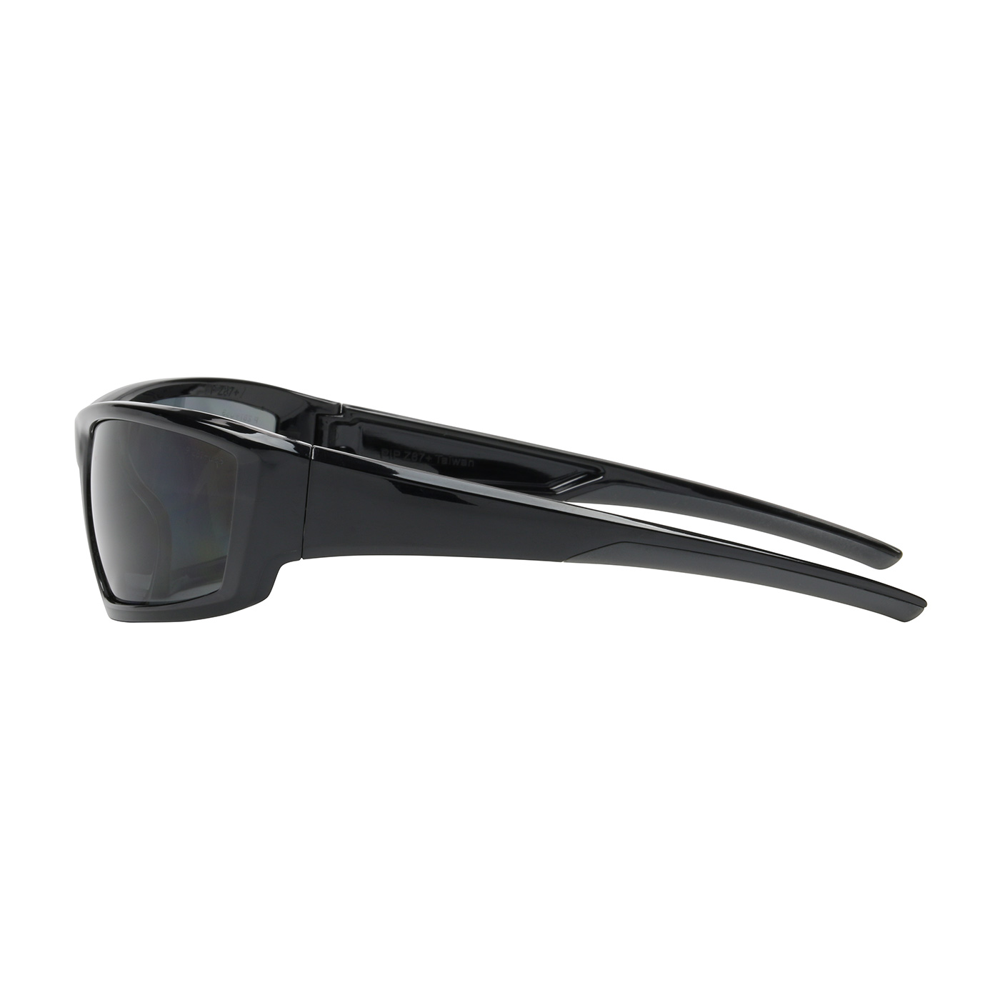 FULL FRAME SAFETY GLASSES WITH BLACK FRAME, POLARIZED GRAY LENS AND ANTI-SCRATCH / ANTI-FOG COATING