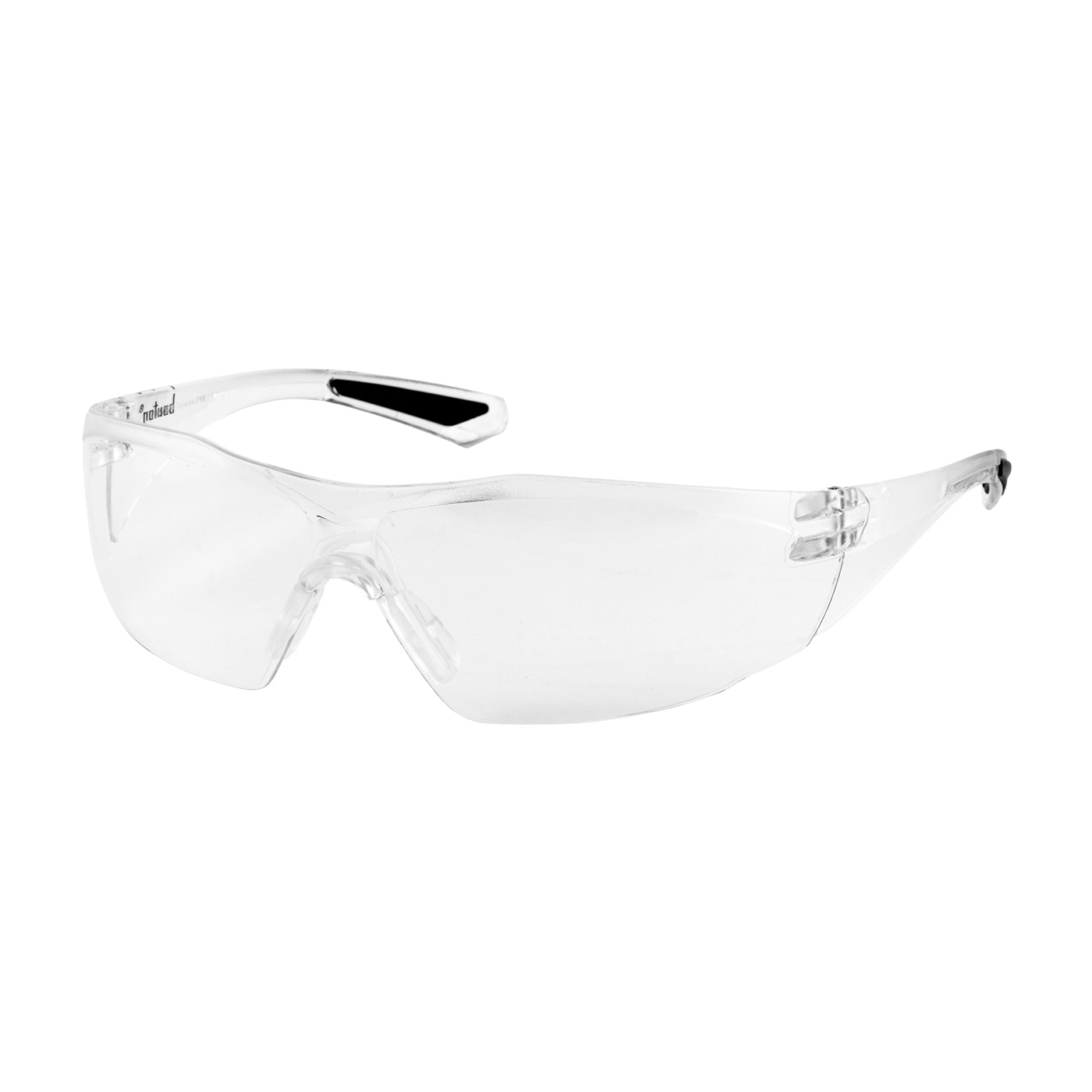 RIMLESS SAFETY GLASSES WITH CLEAR TEMPLE, CLEAR LENS AND ANTI-SCRATCH / ANTI-FOG COATING