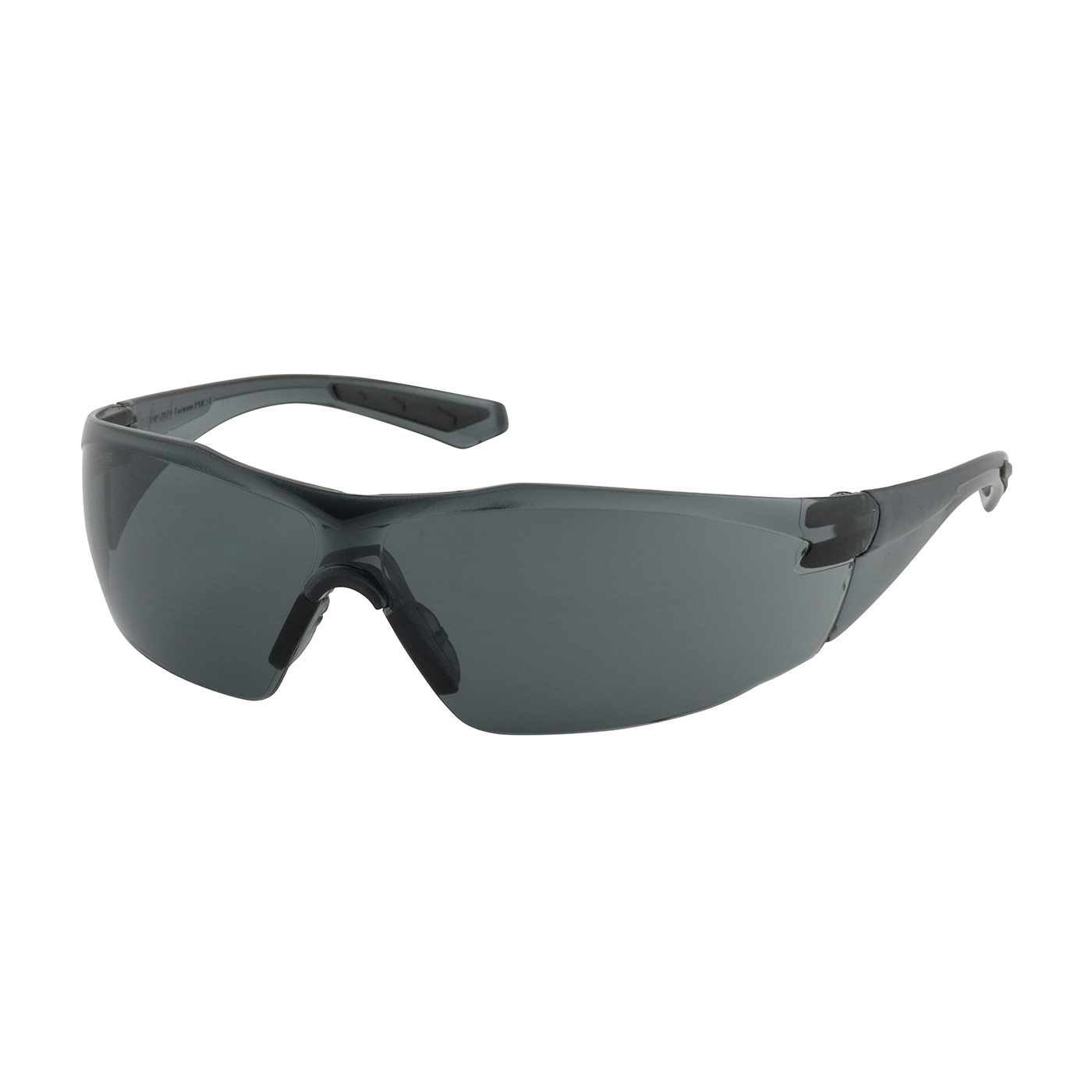 RIMLESS SAFETY GLASSES WITH GRAY TEMPLE, GRAY LENS AND ANTI-SCRATCH / ANTI-FOG COATING