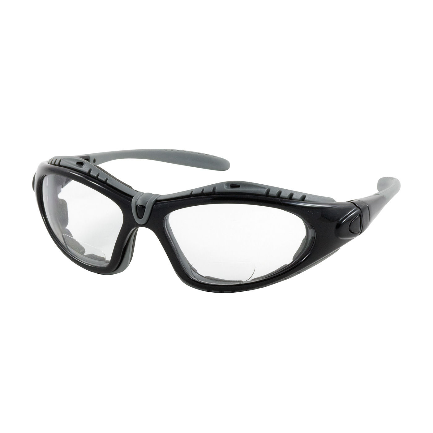 FULL FRAME SAFETY READERS WITH BLACK FRAME, FOAM PADDING, CLEAR LENS AND ANTI-SCRATCH / ANTI-FOG COATING - +1.50 DIOPTER