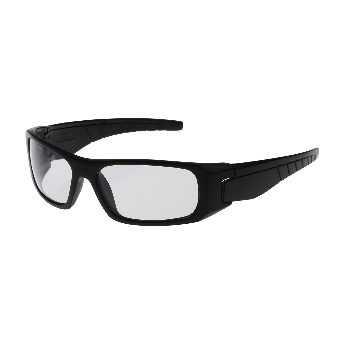 FULL FRAME SAFETY GLASSES WITH BLACK FRAME, CLEAR LENS AND ANTI-SCRATCH / ANTI-FOG COATING