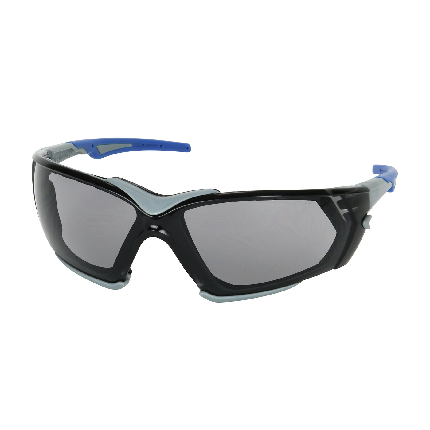 RIMLESS SAFETY GLASSES WITH GRAY FRAME, LIGHT GRAY LENS, FOAM PADDING AND FOGLESS® 3SIXTY™ COATING