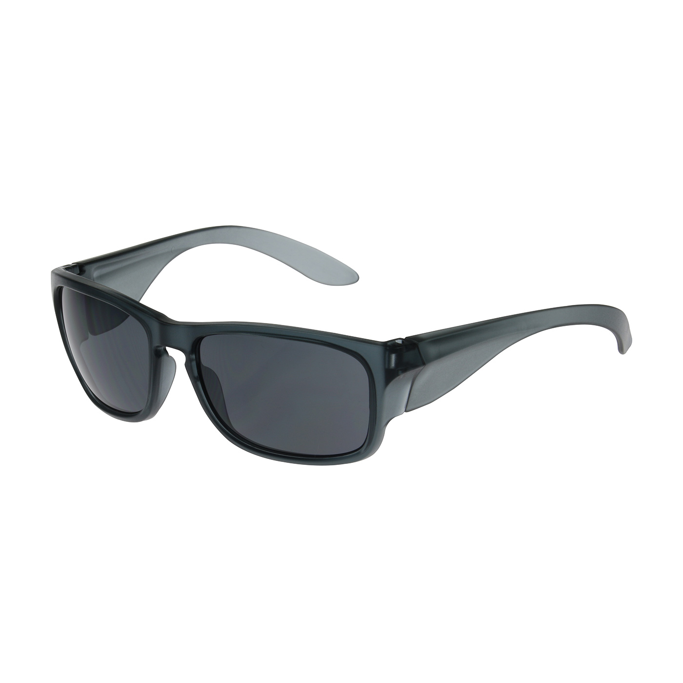 FULL FRAME SAFETY GLASSES WITH TRANSLUCENT CHARCOAL FRAME, GRAY LENS AND ANTI-SCRATCH / ANTI-FOG COATING
