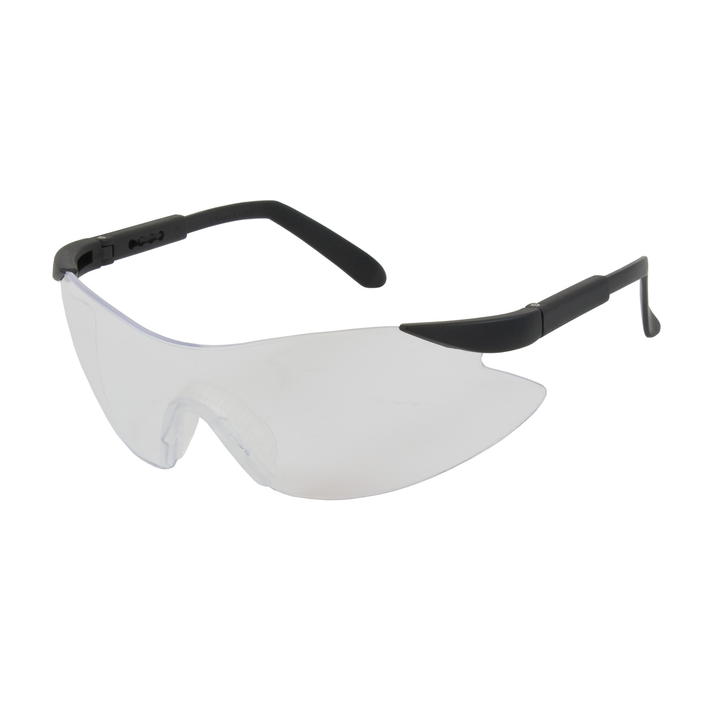RIMLESS SAFETY GLASSES WITH BLACK TEMPLE, CLEAR LENS AND ANTI-SCRATCH COATING